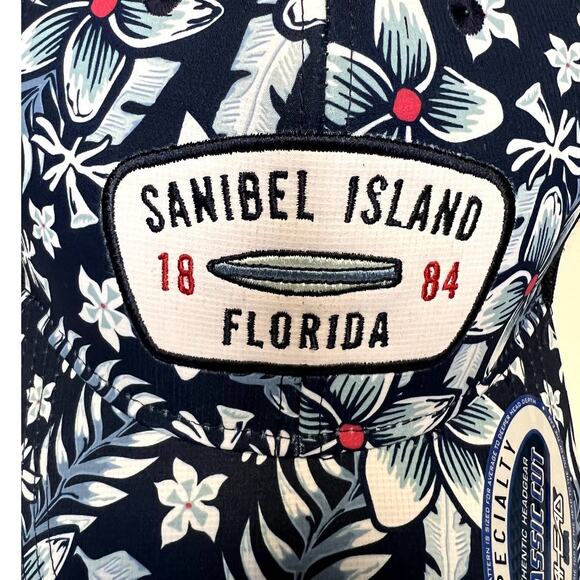 Adjustable Baseball Hat, Navy Tropical Front, Mesh Back NWT - Picture 2 of 5